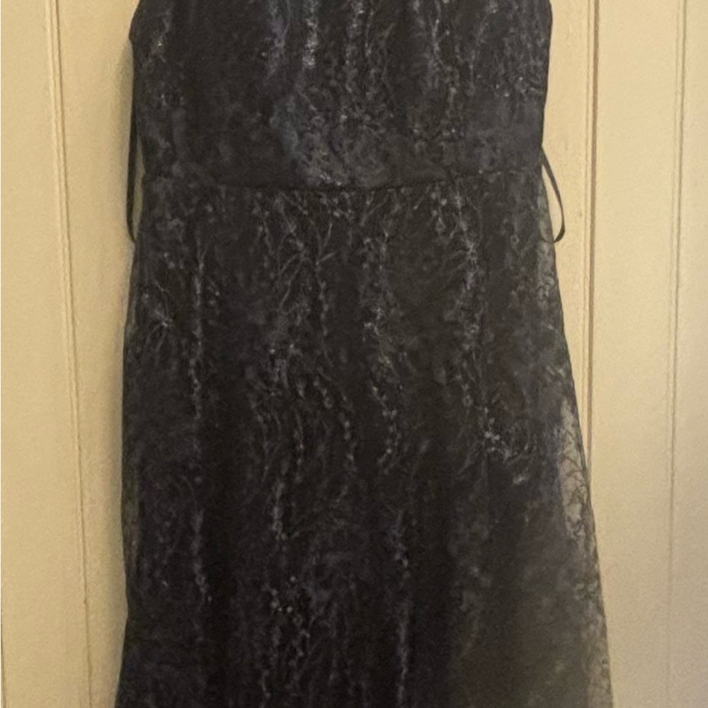 Navy Lace Overlay Dress